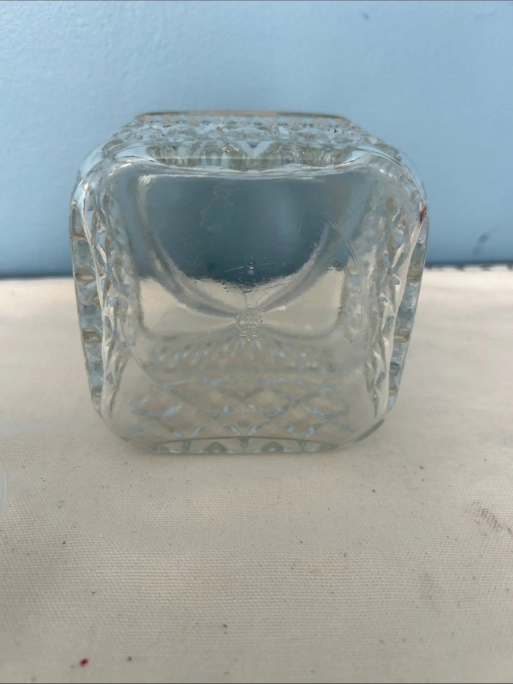 Vintage Anchor Hocking Clear Cut Glass Decorative Canister , Candy Dish